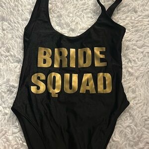 Women’s Black One Piece Bride Squad Swimsuit